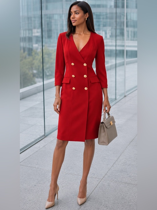 Donna Karan Dresses & Skirts - NWT Donna Karan Cady Crepe V-Neck 3/4 Sleeve Jacket Dress Sz 8